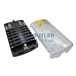 Butler Technik 12 Way Standard Blade Fuse Box with LED Indication and Negative Busbar 100A |  E1224F 