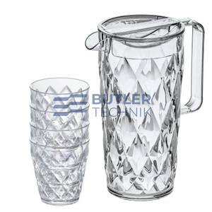 Koziol Crystal Plastic Jug for Boat Camper 1.6L with 4 x 250ml Cups