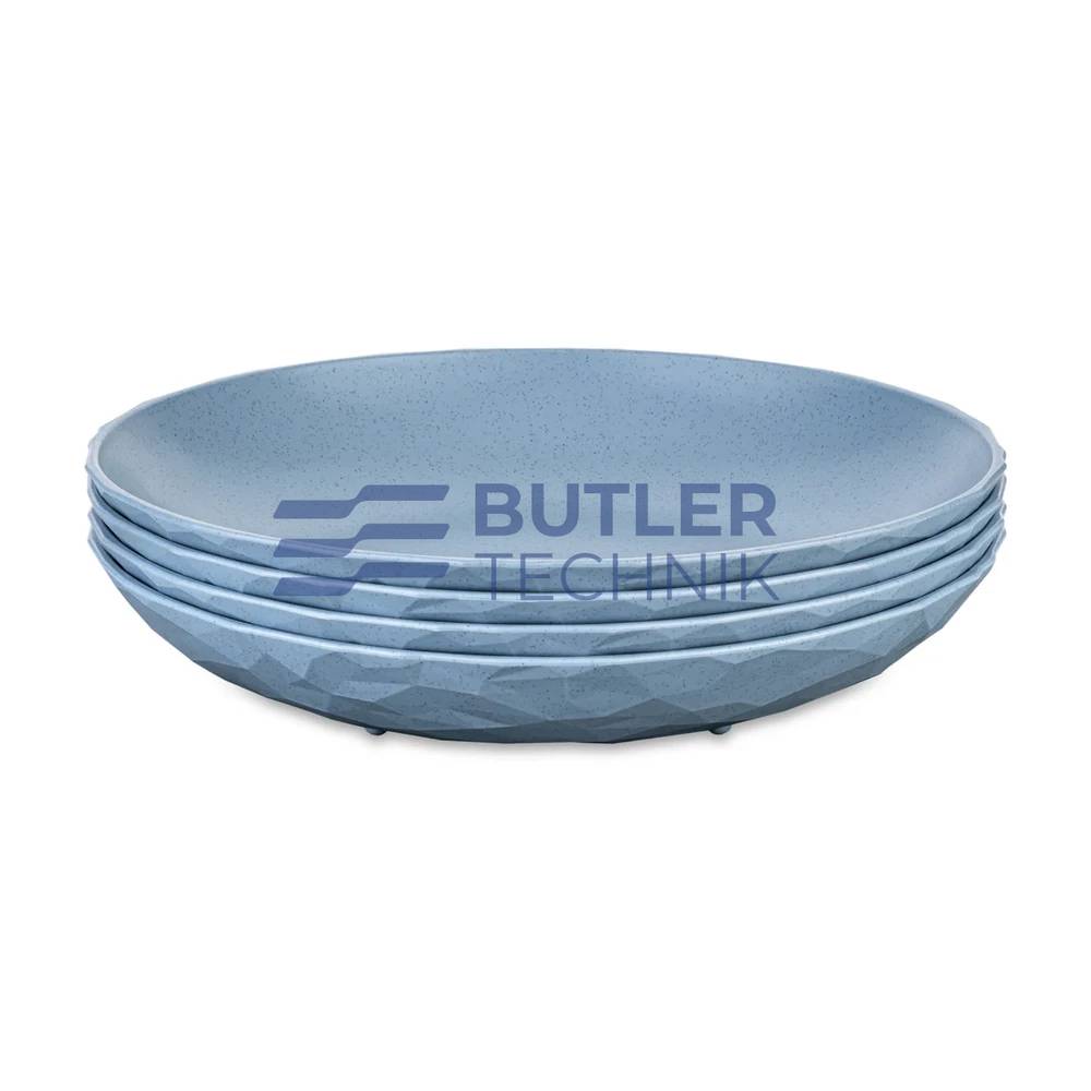 Koziol Plastic Deep Plate for Boat Camper CLUB PLATE 220mm Set of 4 - Nature Flower Blue 