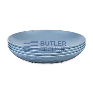 Koziol Plastic Deep Plate for Boat Camper CLUB PLATE 220mm Set of 4 - Nature Flower Blue 