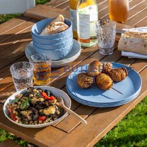 Koziol Plastic Tableware for Boat Camper CLUB SET GÖTEBORG 16-Piece - Nature Flower Blue