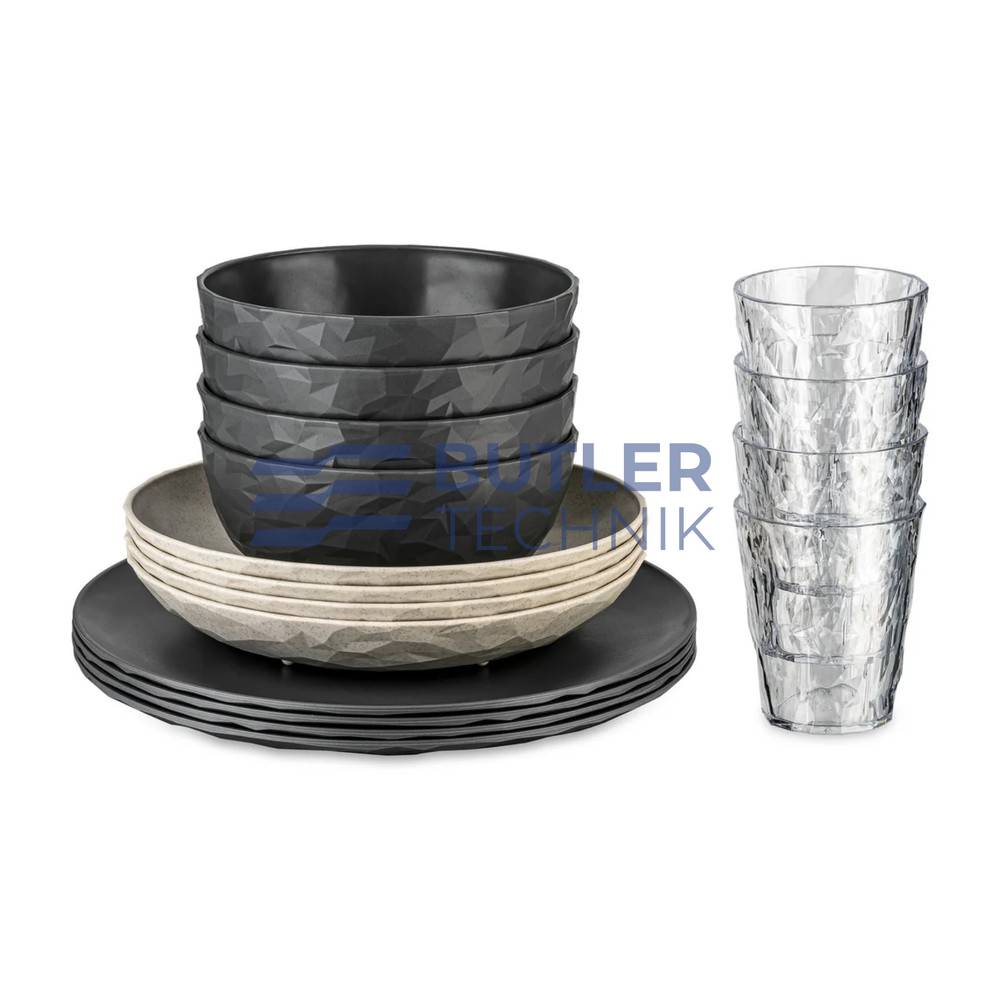 Koziol Plastic Tableware for Boat Camper CLUB SET GÖTEBORG 16-Piece Multi-Coloured 