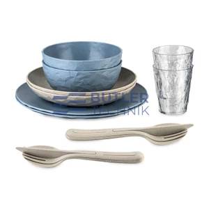 Koziol Plastic Tableware Set for Boat Camper CLUB SET SKAGEN 10-Piece - Nature Flower Llue