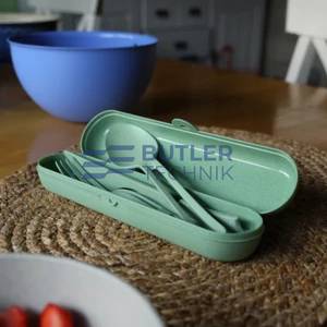 Koziol Plastic Cutlery Set for Boat Camper KLIKK READY Nature Leaf Green 