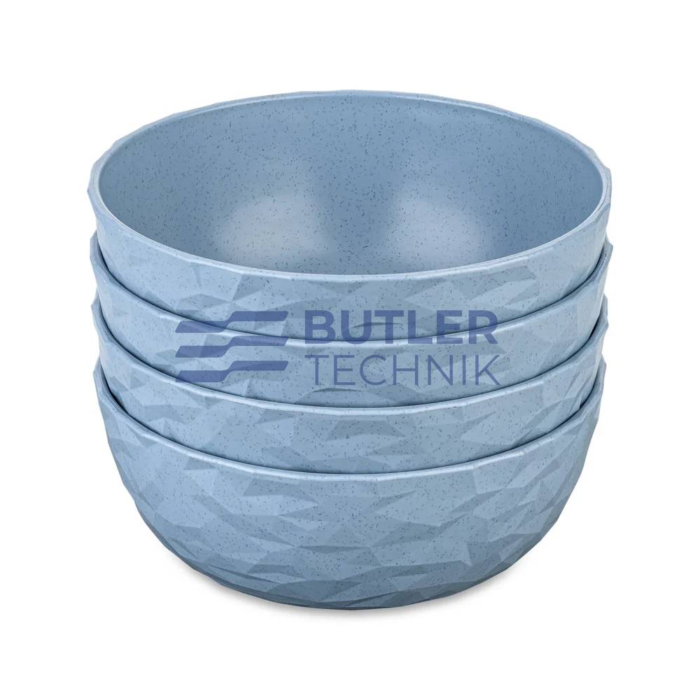 Koziol Plastic Bowl for Boat Camper CLUB BOWL Set of 4 700ml – Nature Flower Blue 