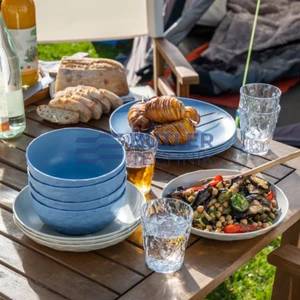 Koziol Plastic Bowl for Boat Camper CLUB BOWL Set of 4 700ml – Nature Flower Blue 