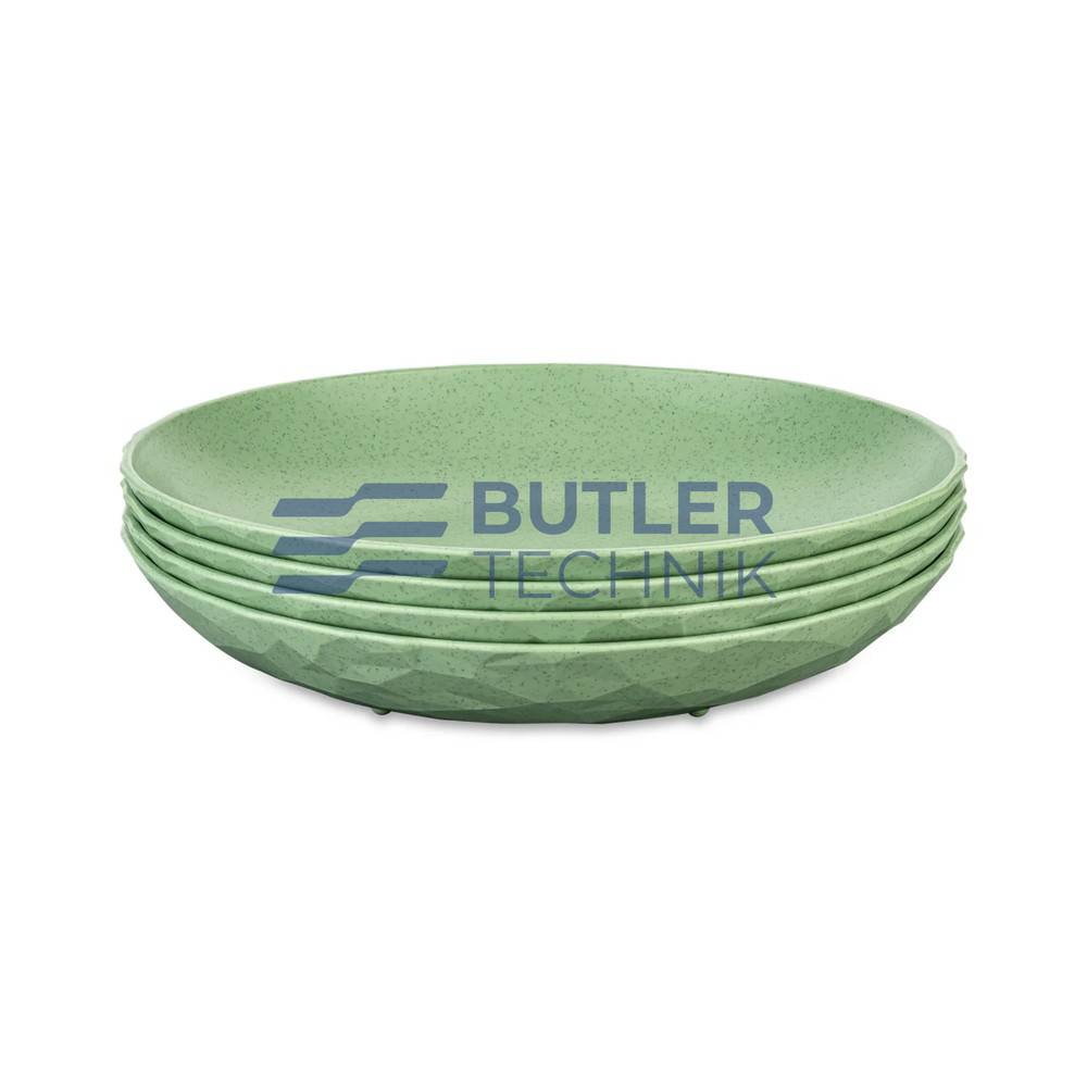 Koziol CLUB PLATE Plastic Deep Plate Set of 4 – 220mm – Nature Leaf Green 