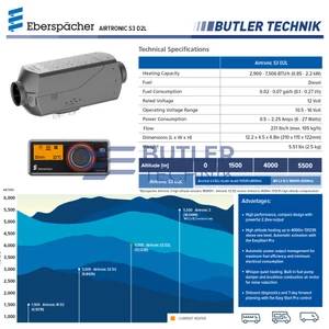 Eberspacher Espar RV Diesel Heater Airtronic S3 D2 L inc Easy Start Pro 12v 2.2kW 7500BTU 