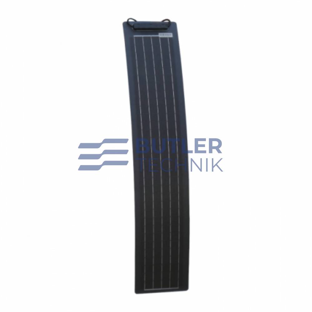 Photonic Universe 30W black ultra-narrow semi-flexible fibreglass solar panel with durable ETFE coating 