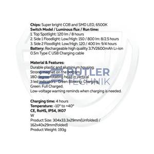 Tekson Heavy Duty Pro Rechargeable Slimlight | 800 Lumen 2600mAh